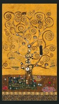 24&quot; X 44&quot; Panel Tree of Life Gustav Klimt Painting Artist Cotton Fabric ... - $10.30