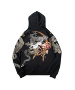 Crescent Dragon Embroidered Zip Hoodie - $78.33