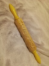 Vtg Embossed Rolling Pin,  Patterned Wooden Engraved Embossing Rolling Pin - £7.09 GBP