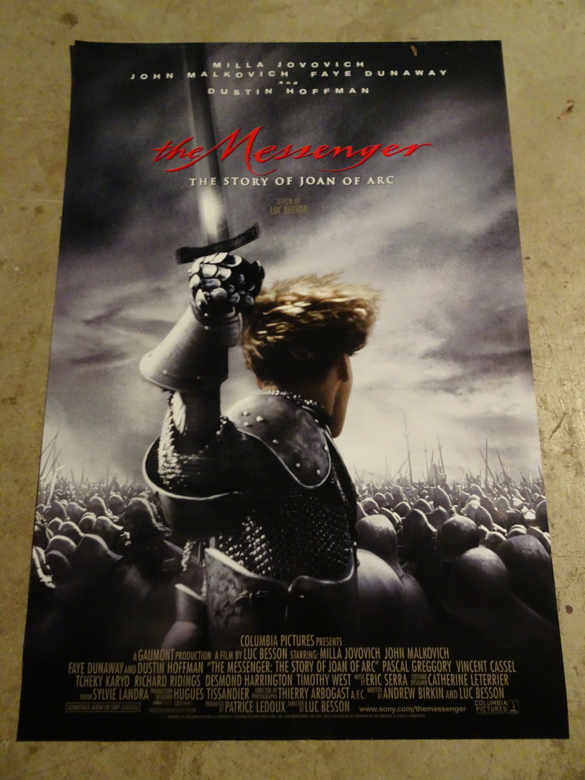 THE MESSENGER THE STORY OF JOAN OF ARC - MOVIE POSTER WITH MILLA JOVOVIVH - $20.00