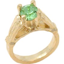 14K Gold Synthetic Peridot August Birthstone Baby Ring Charm - £32.99 GBP
