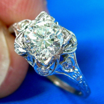 Earth mined Diamond Deco Engagement Statement Ring Platinum Filigree Solitaire 7 - $9,476.25