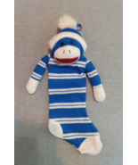 Dan Dee Sock Monkey Christmas Plush Stocking Stuffed Blue Striped Soft 19&quot; - $10.36