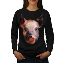 Wellcoda Pig Farm Face Cute Womens Sweatshirt, Pink Casual Pullover Jumper - £23.03 GBP+