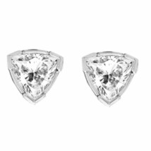 3 CT Trillion Cut Diamonds White Gold Plated Solitaire Stud Earrings Simulated - £65.78 GBP