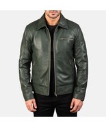 Jacket Leather Biker Motorcycle Mens Coat Vintage Bomber Lambskin Slim G... - $2,580.42 MXN