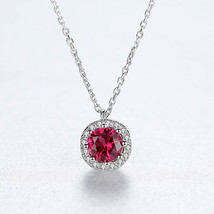 Imitation Ruby Necklace S925 Silver Pendant Clavicle Chain Simple Item Factory - £11.72 GBP