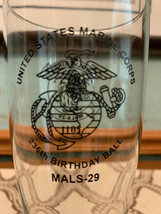 Vintage 2011 USMC 236th Birthday Ball Wolverines MALS-29 Souvenir Tall Glass - £7.86 GBP