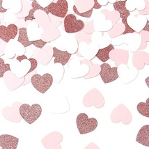 Rose-Gold Pink White Heart Confetti - 200pcs Engagement Wedding Baby Shower - £12.36 GBP