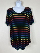 Torrid Womens Plus Size 2 (2X) Rainbow Stripe V-neck Super Soft Knit T-shirt - £15.46 GBP