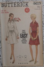 Butterick Pattern 5613 Misses&#39; Easy A-Line Dress Size 10 Uncut 1960&#39;s - £7.03 GBP