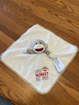 Baby Starters 13x13 sock lovey embroidered Little Monkey Big Smile NEW NOS Satin - $15.79