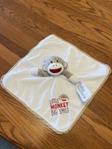 Baby Starters 13x13 sock lovey embroidered Little Monkey Big Smile NEW NOS Satin - £12.69 GBP