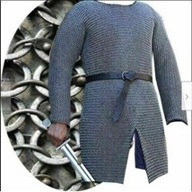 8mm Large Size Full Sleeve Chainmail Shirt Round Riveted With Flat Washer - £266.63 GBP