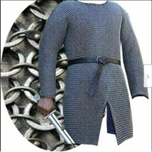 8mm Large Size Full Sleeve Chainmail Shirt Round Riveted With Flat Washer - £268.50 GBP