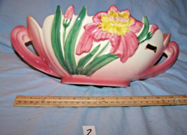 Vintage Camark Pottery Handpainted Pink Iris Double Handled Bowl-#804R-Lot 2 - £54.64 GBP