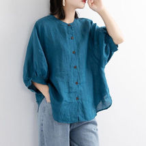 Blouse Casual Shirts Tops Female Blue - £12.70 GBP