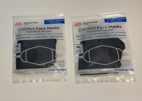 (4) Unisex Cotton Cloth Face Masks Reusable Washable Nose &amp; Ear Adjustab... - $2.74