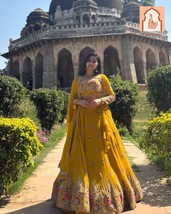Mustard Haldi Lehenga Choli with Sequence Work and Coding Dori - $1,404.11 MXN