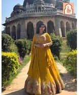 Mustard Haldi Lehenga Choli with Sequence Work and Coding Dori - $1,404.11 MXN