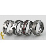 Tungsten &amp; Diamond Wedding Band/ Ring, Lot of 4 Sizes 8 &amp; 8.25 Gift for Him - $1,695.01 MXN