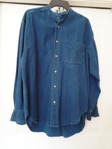 Vintage LANDROVER Thom Mcan Blue Denim Shirt Round Neck L/S Men&#39;s Size M... - £47.15 GBP
