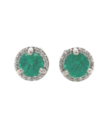 Platinum .65cttw Fine Genuine Natural Emerald and Diamond Stud Earrings ... - $32,415.32 MXN