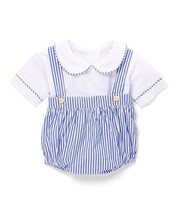 $50 Everlasting Heirloom Collar Top &amp; Dark Blue Stripe Jumper-Strap Size... - $17.67