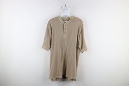 Vtg 90s Cabelas Mens S Faded Stonewash Thermal Waffle Knit Henley T-Shirt Beige - £34.81 GBP