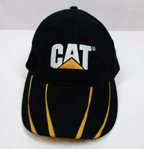 Vintage CAT Black &amp; Yellow Embroidered Adjustable Baseball Cap Hat - $16.48