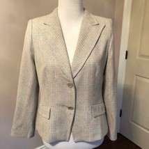 MAX MARA PURA SETA Glen Plaid Beige Pale Green Pink Blazer SZ 10 EUC - $118.80