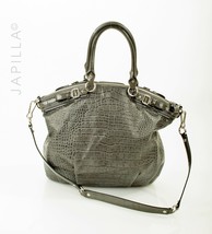 Gray Coach XL Madison Lindsay Exotic embossed croc leather satchel! - $122.76