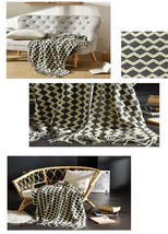 Soft Sofa Slip Cover Decorative Knitted Blanket, Cozy Fringed Knitted Blanket(50 - £12.81 GBP