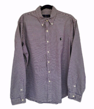 Ralph Lauren Shirt Mens Size XL Purple White Check Button Up Green Pony ... - $14.39