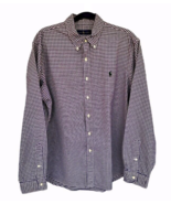 Ralph Lauren Shirt Mens Size XL Purple White Check Button Up Green Pony ... - £11.30 GBP