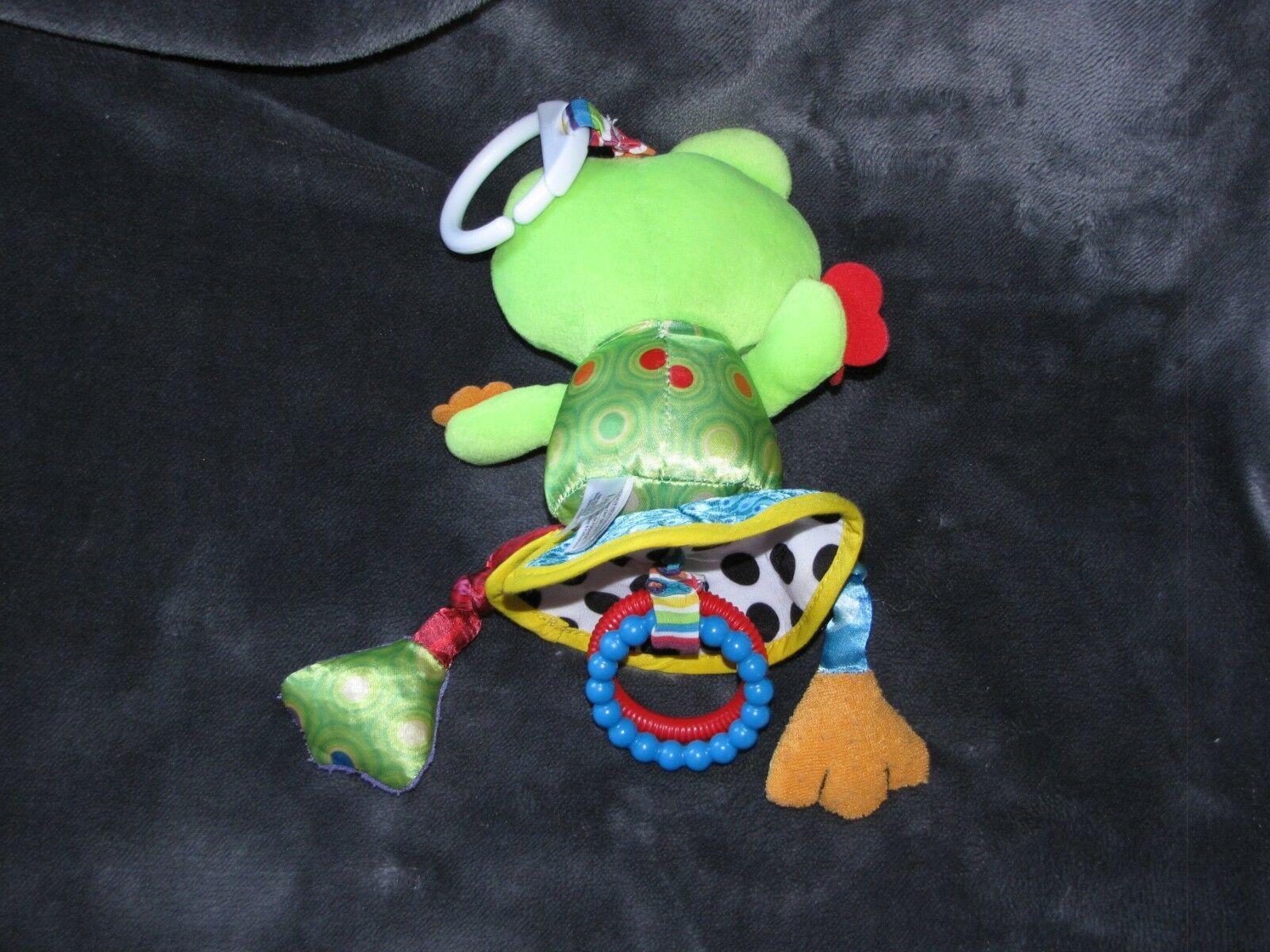 LAMAZE FROG BABY CLIP ON LINK RING DEVELOPMENTAL TOY CHIME RATTLE CRINKLE  SATIN