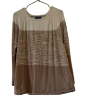 Karen Scott Women&#39;s Beige Colorblock Crewneck Pullover Sweater, Size XL - $9.90