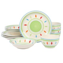 Gibson Home Heidy 12 Piece Hand Painted Durastone Dinnerware Set in Green - $84.38