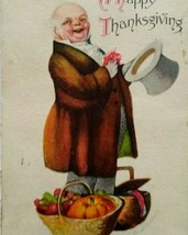 Thanksgiving Postcard Ellen Clapsaddle Chubby Man Wolf Detroit Michigan 1920 - $20.90