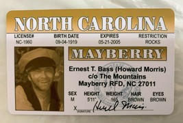 Ernest T Bass Howard Morris Mayberry NC Novelty Sheriff Andy Griffith License - £7.09 GBP