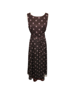 Jessica Howard Vintage Brown Polka Dot Belted Maxi Dress Size 14 - £39.47 GBP