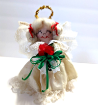 Angel Christmas Tree Topper white  7&quot; doll - £11.75 GBP