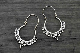 Banjara Native Hoops, Silver Dainty Creoles, Ethnic Indian Earrings - £10.44 GBP