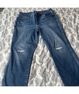Blue Straight Leg Jeans with Distressed Details - $20.00