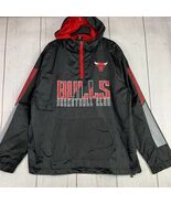 Chicago Bulls Basketball Club NBA Large Black 1/4 Zip Windbreaker Jacket... - $548.16 MXN
