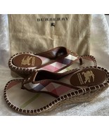 Burberry Beige Nova Check Canvas Espadrille Wedge Thong Sandals EU 39 US... - $1,390.57 MXN