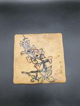 VTG 1970s Semigres Tile Trivet 6" Hand-Painted Floral Scene Made Italy - $17.46