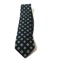 Fashion Neckwear Mens Navy Blue Geometric Print Necktie Imported Italian  - £7.60 GBP