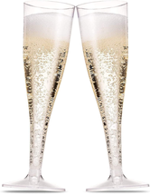 Munfix 100 Pack Plastic Champagne Flutes 5 Oz Clear Plastic Toasting Glasses Dis - £29.49 GBP
