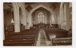 Interior Lyminge Church Real Photo Postcard Kent England 1912 - $15.84